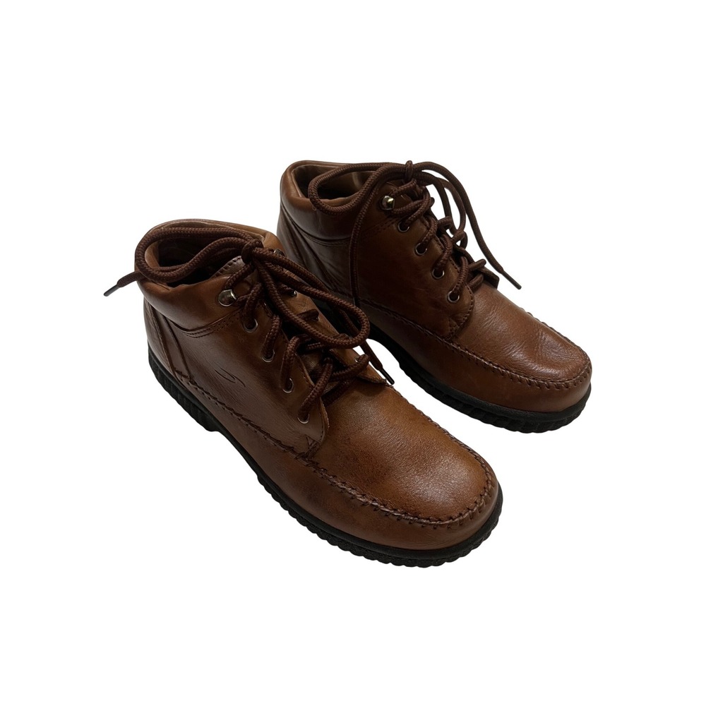 Dr. Scholl's Shelly 2 Brown Leather Moc Toe Lace Up Chukka Ankle Boots Size 8.5